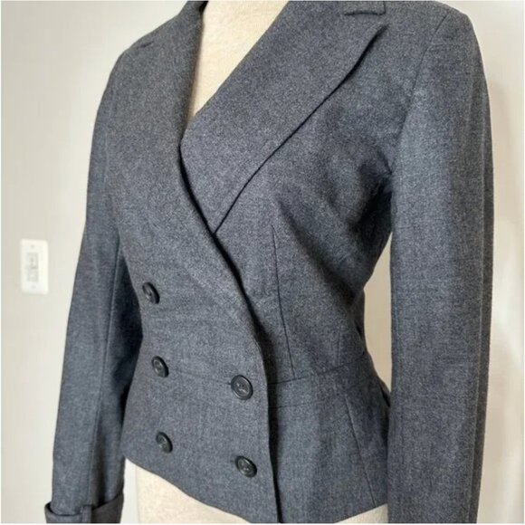 Reiss Women's Double Breasted Tailored Fit Virgin Wool Gray Blazer Size 10 - Picture 5 of 10